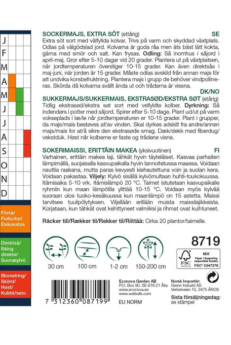 Sukkermais 'Northern extra sweet'